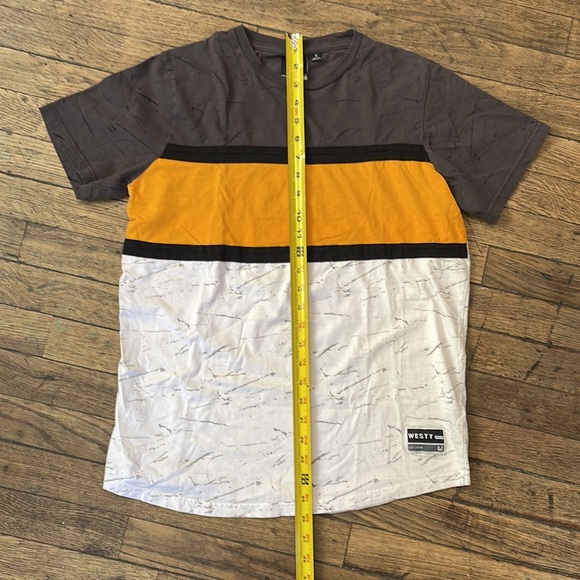 WESTY MFG CO. Rad grey golden yellow and white t shirt 80s 90s style - Picture 4 of 6